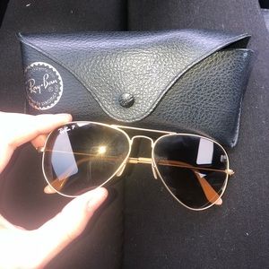 RayBan aviator gradient gold/light brown polarized